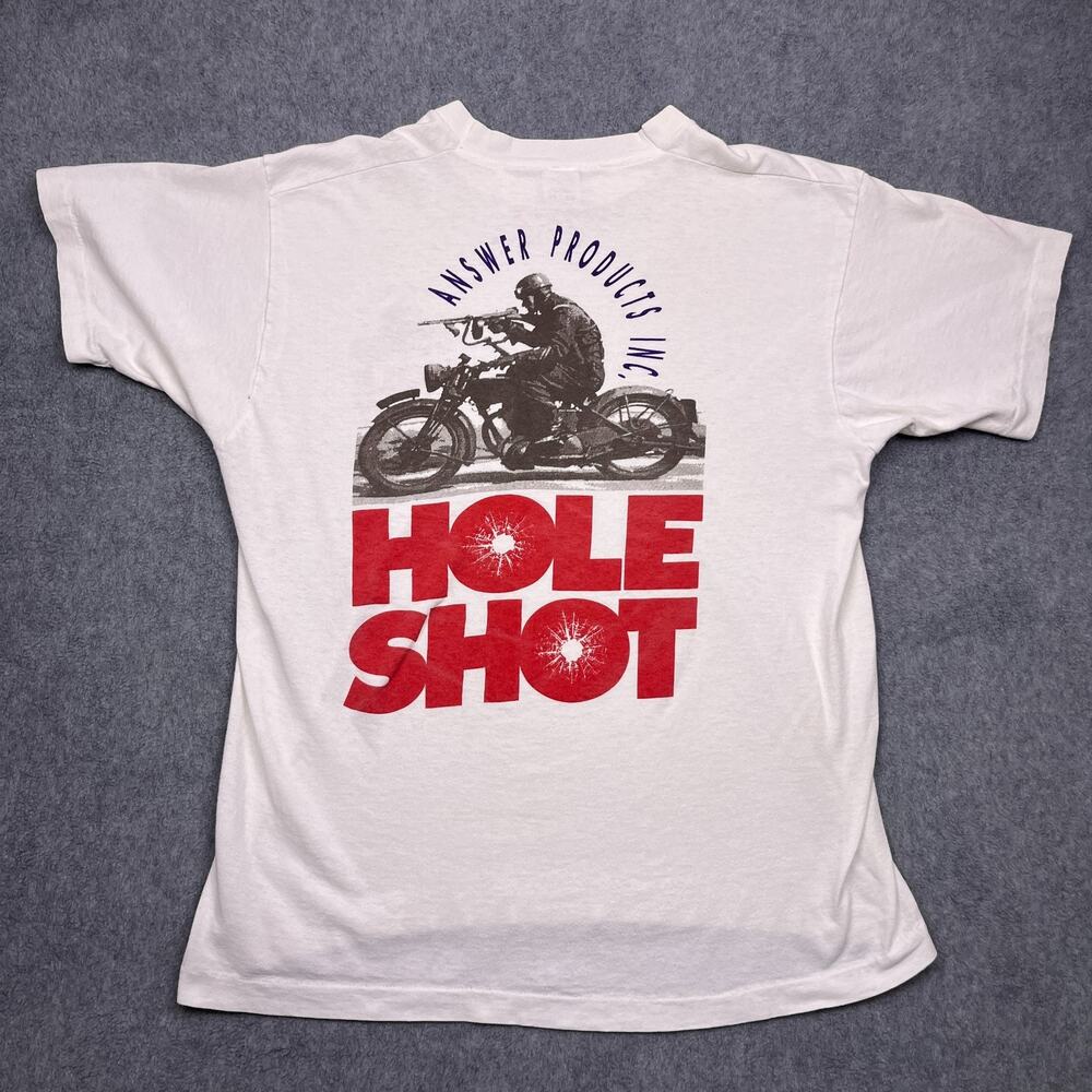 vintage hole shot fruit of the loom t-shirt single stitch graphic tee mens large